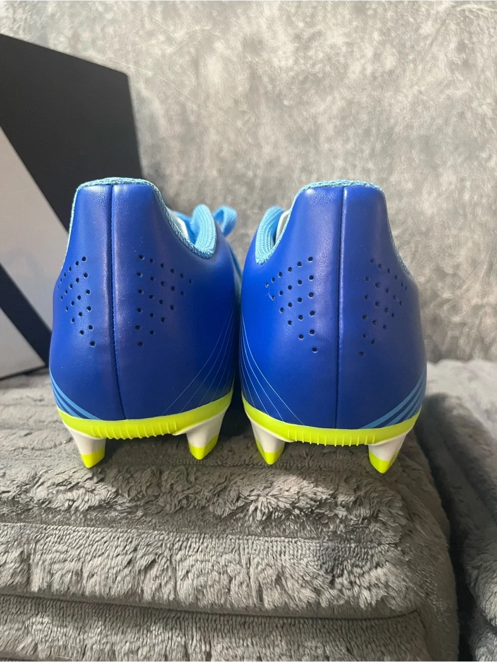 adidas Blue and Neon Yellow Messi Kids Soccer Cleats unisex 5